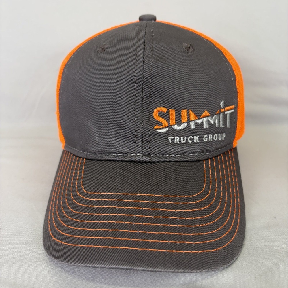 Summit Truck Group Trucker Hat Mesh Snapback Mens OSFM Gray Orange Logo Cap